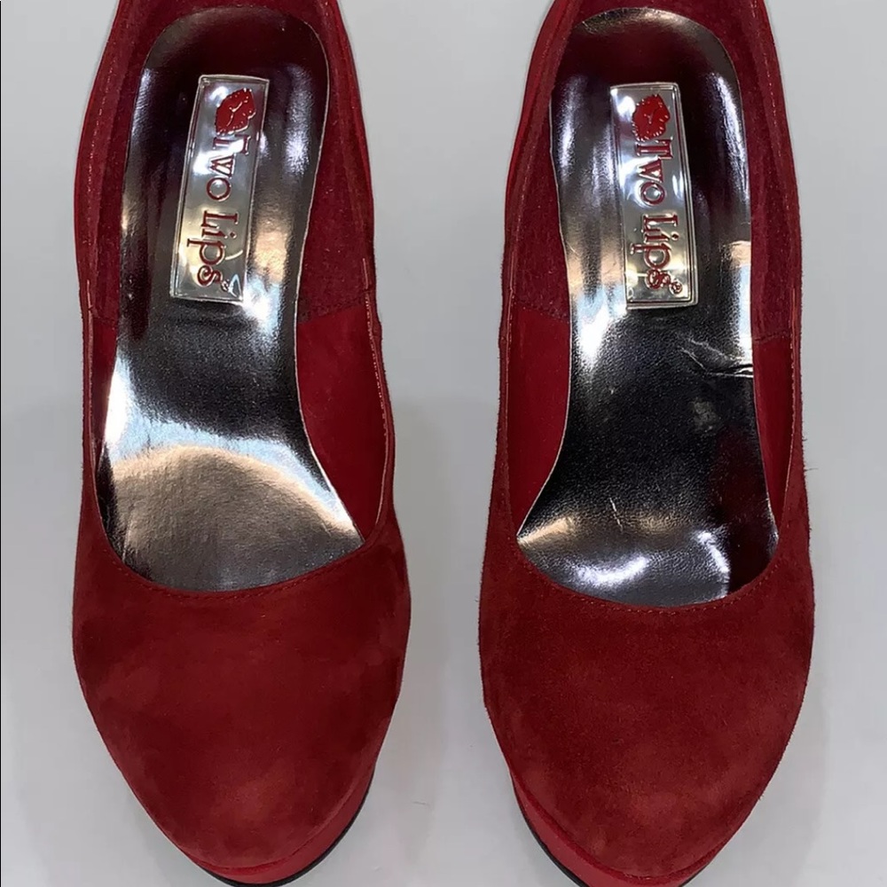 Two Lips Rapture Suede Platform Wedges - Picture 3 of 12